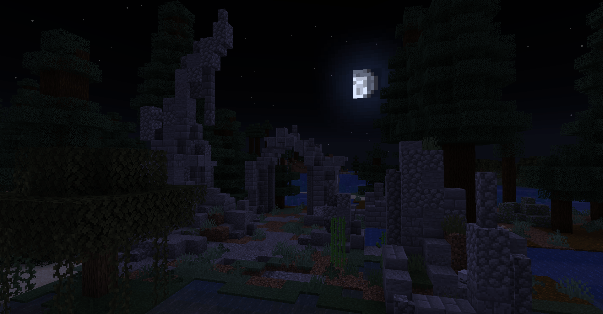 castle ruins at night