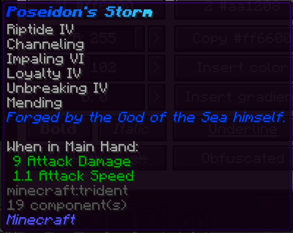 Trident with custom lore