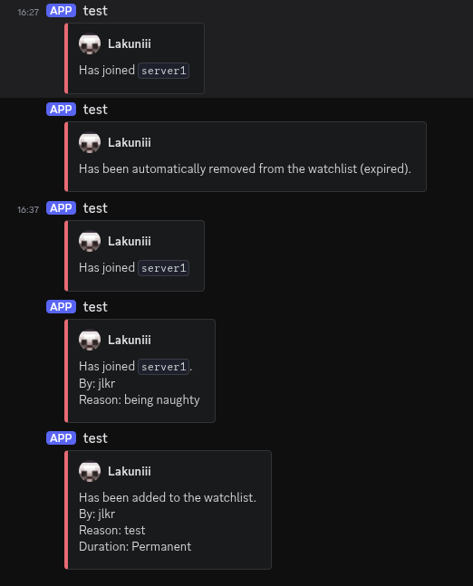 Discord Webhook events