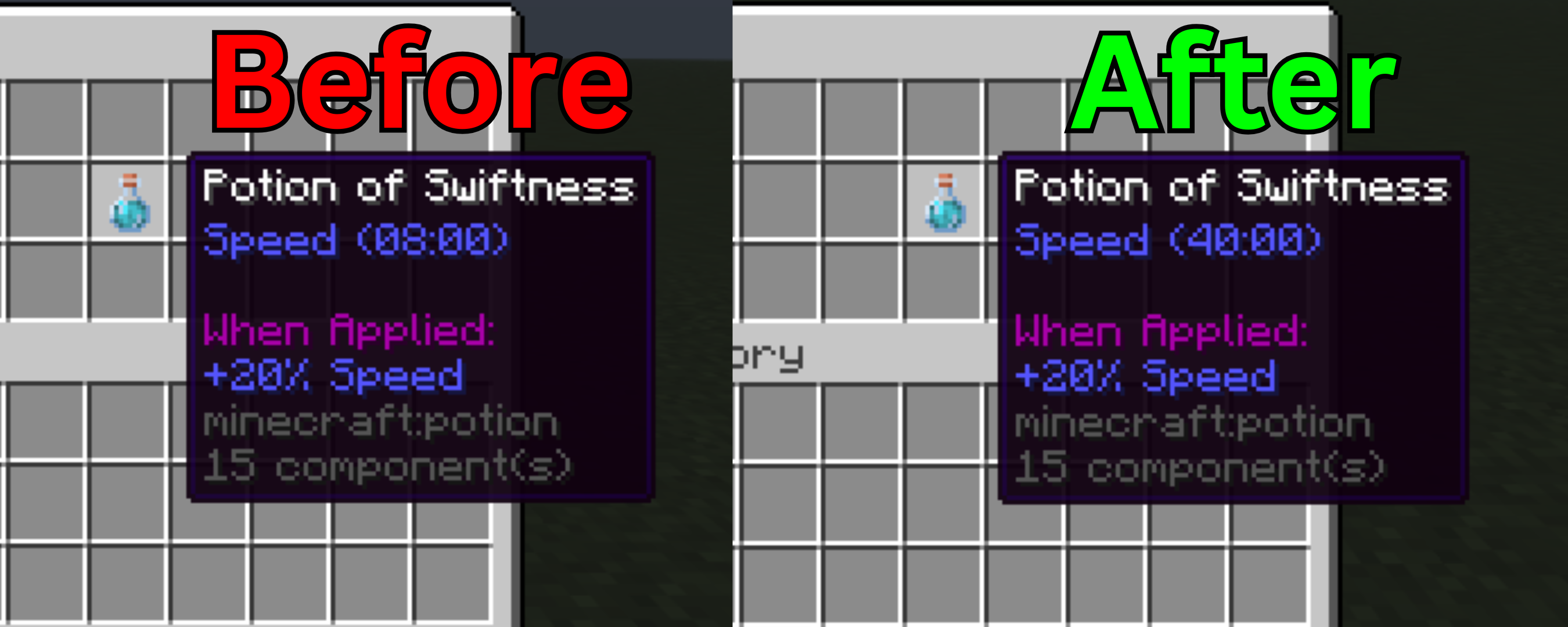 Before and After using the mod
