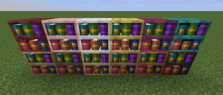 3D modeled element version of all chiseled bookshelf variants