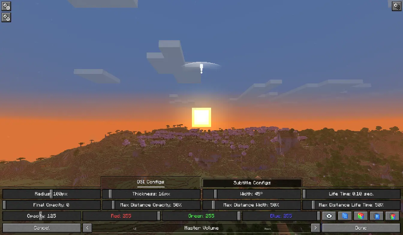 Configuration Screen (Directional Sound Indicators)