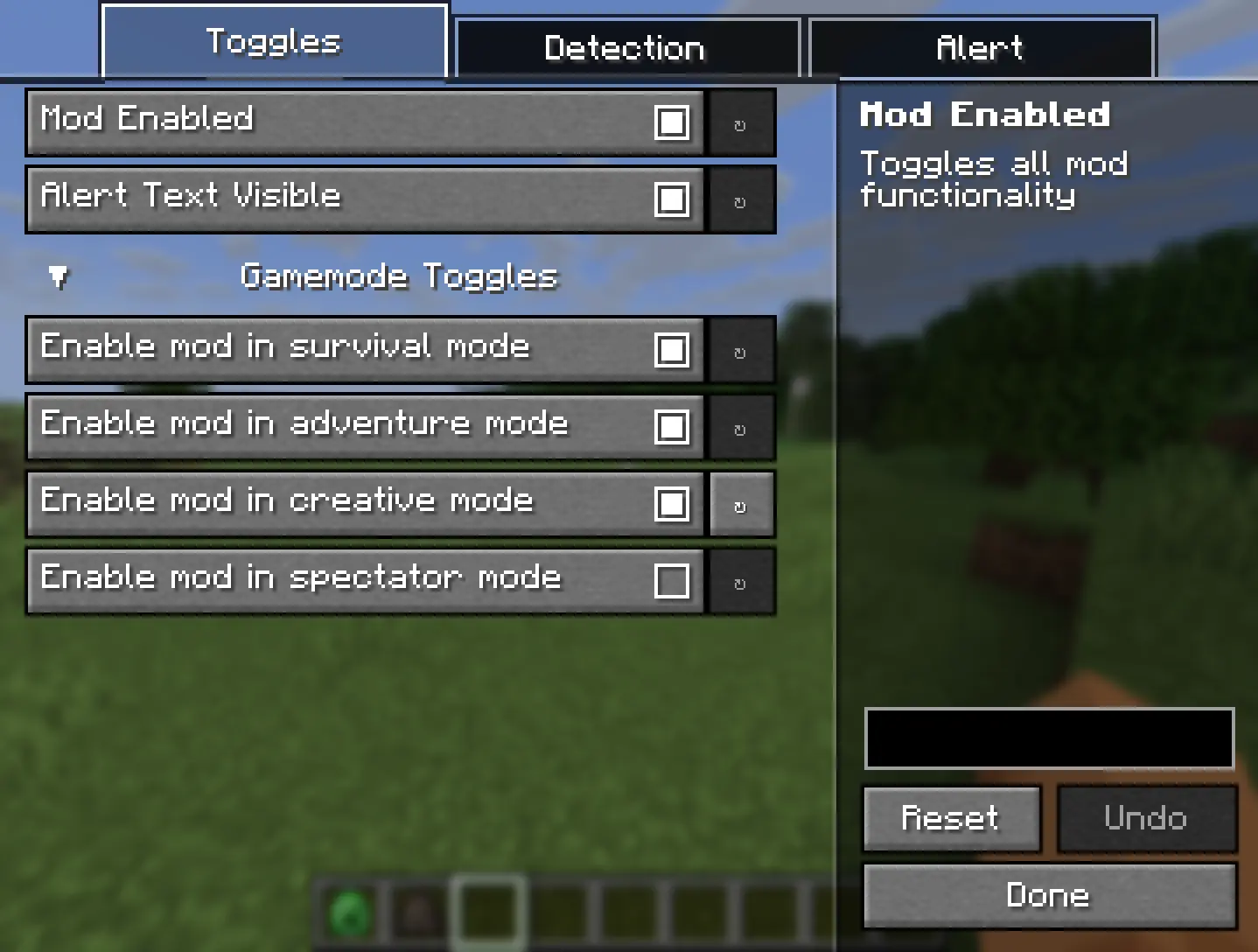 Configuration menu as of 1.6.0