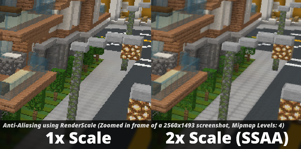 Comparison of anti-aliasing for 1x and 2x render scales