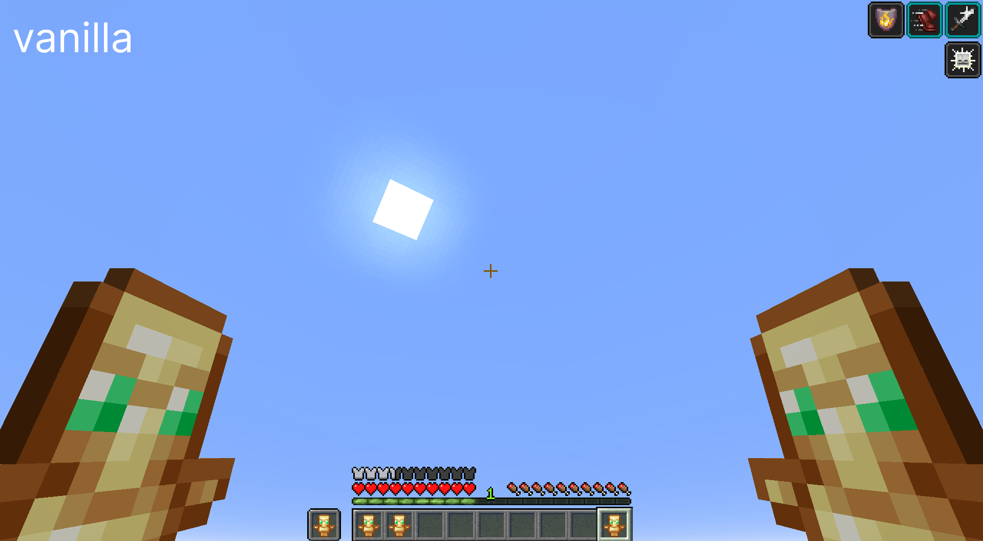 vanilla vs with resource pack in hud