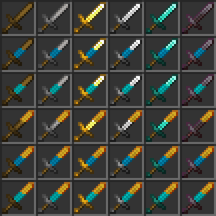 lue - Knockback 1, Cyan - Knockback 2, Orange - Fire Aspect