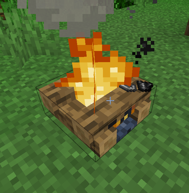 flint and steel on campfire