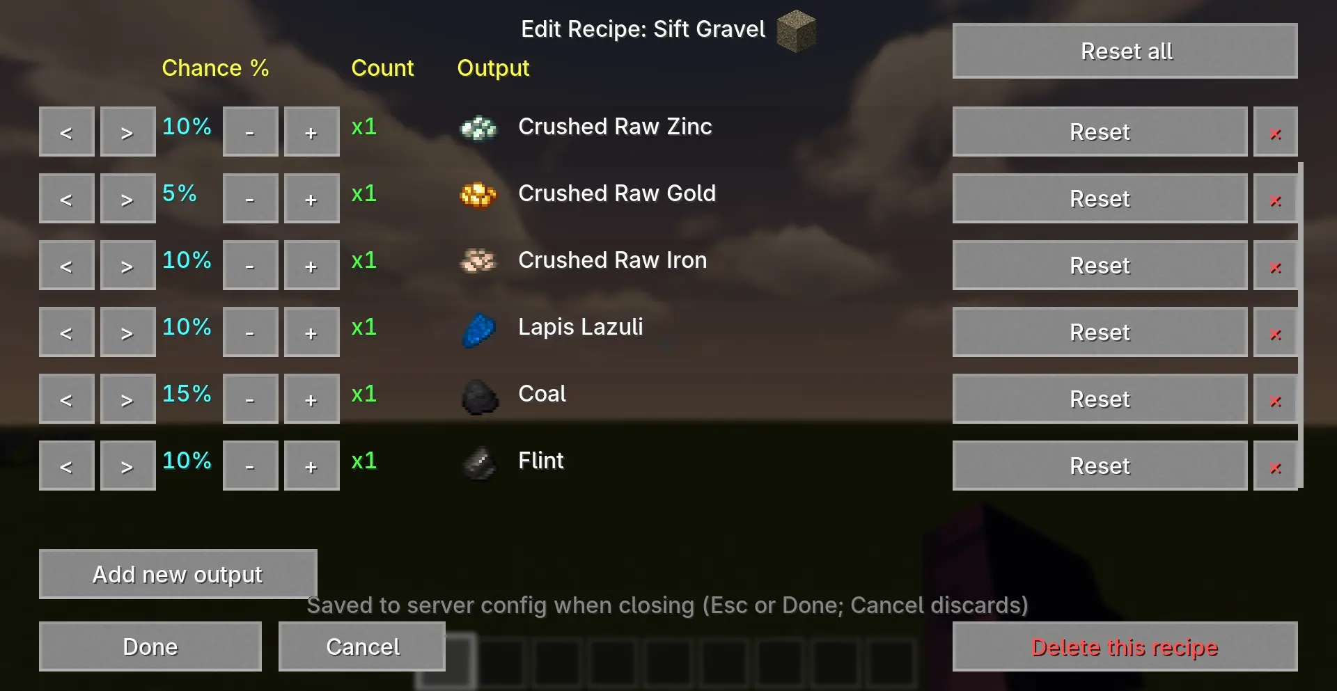 Recipe Editing