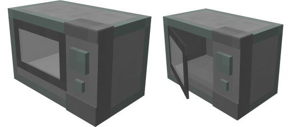 image of a open and closed microwave 3d model