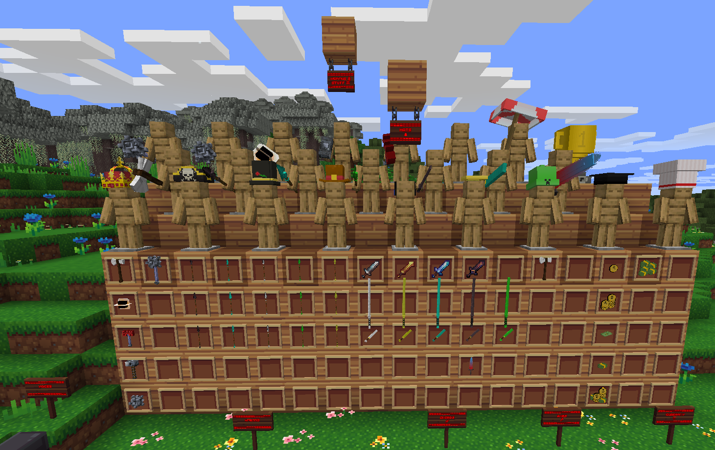 all the items in the pack. used resource pack al's armor stands and whimscape