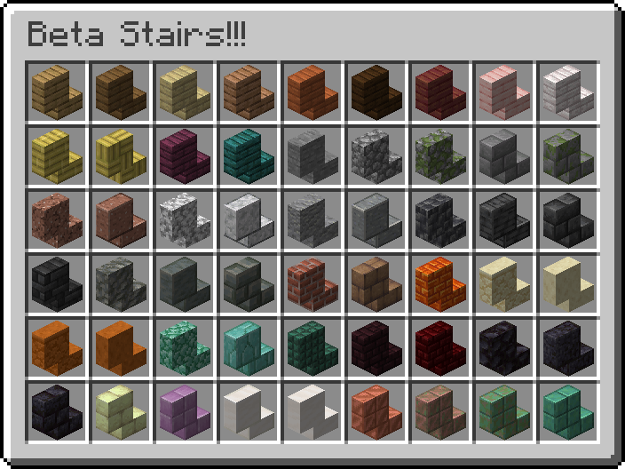 A Screenshot of a GUI with a 9x6 grid of stairs