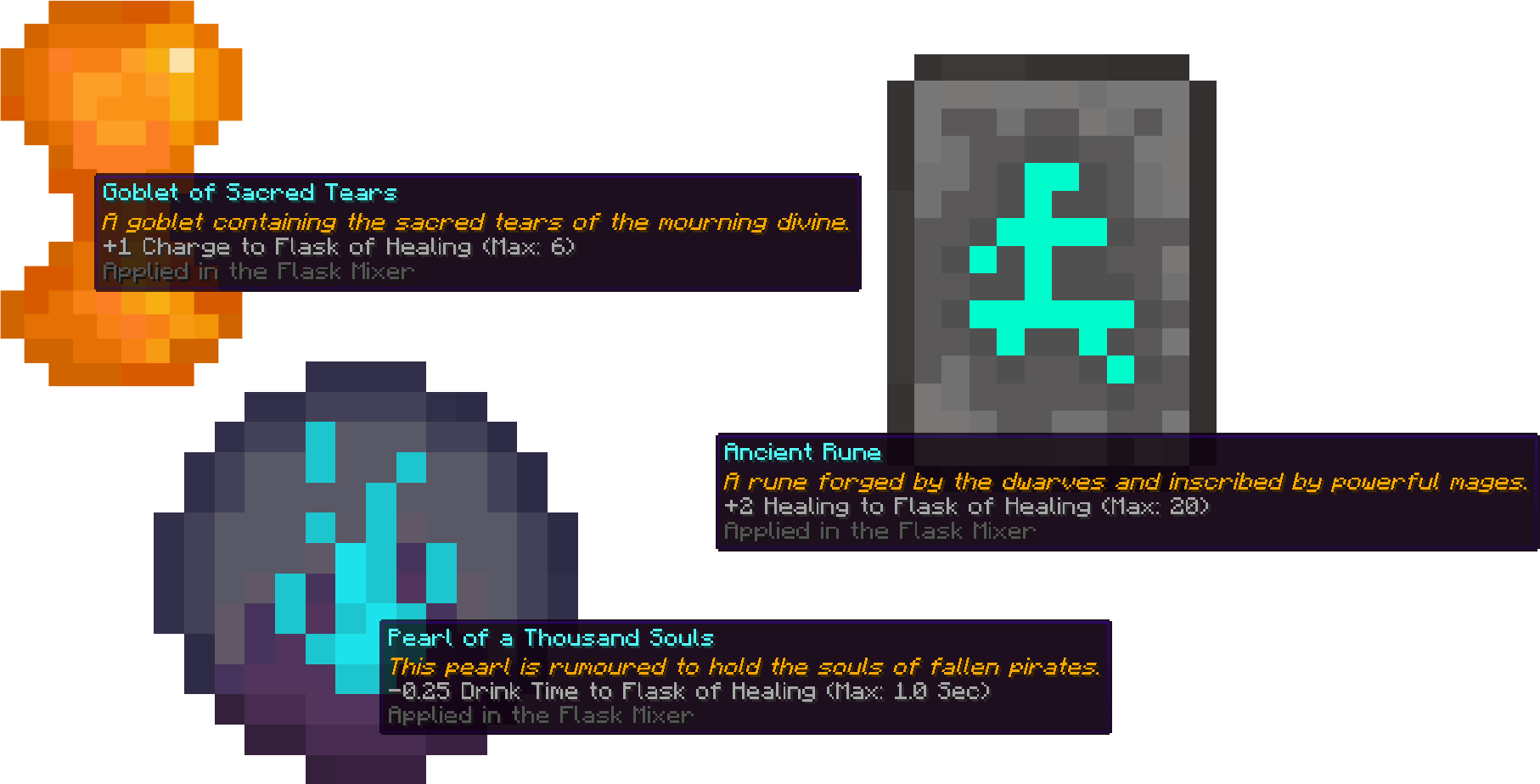 Image of all the enhancer items
