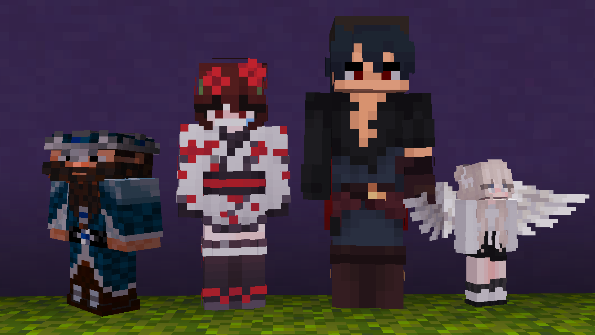 4 players lined up, diffrent sizes.