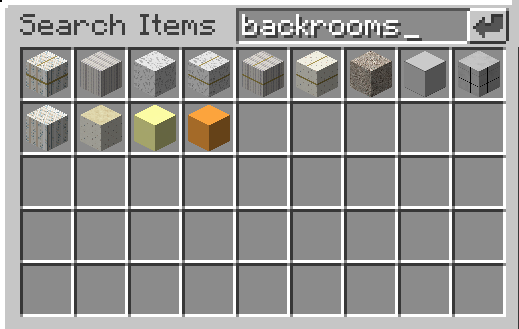 You can find the backrooms blocks with the tag "backrooms"