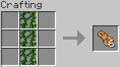 Crafting recipe: 3 vines in a vertical line makes 6 rope.