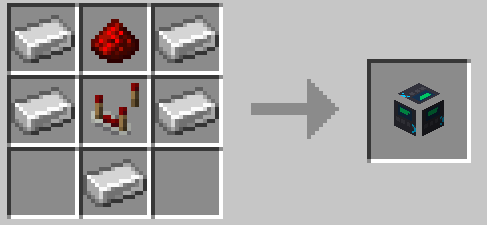 (Top to bottom, left to right) [Iron Ingot]  [Redstone]  [Iron Ingot] [Iron Ingot]  [Redstone Comparator]  [Iron Ingot]   []    [Iron Ingot]   []
