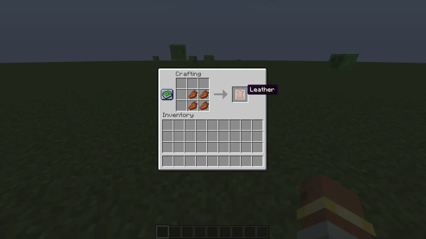 Crafting recipe: 4 Rotten Flesh to 1 Leather in Minecraft Trahfix mod