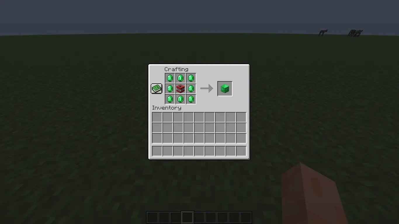 The crafting recipe of Explosive Emerald Block