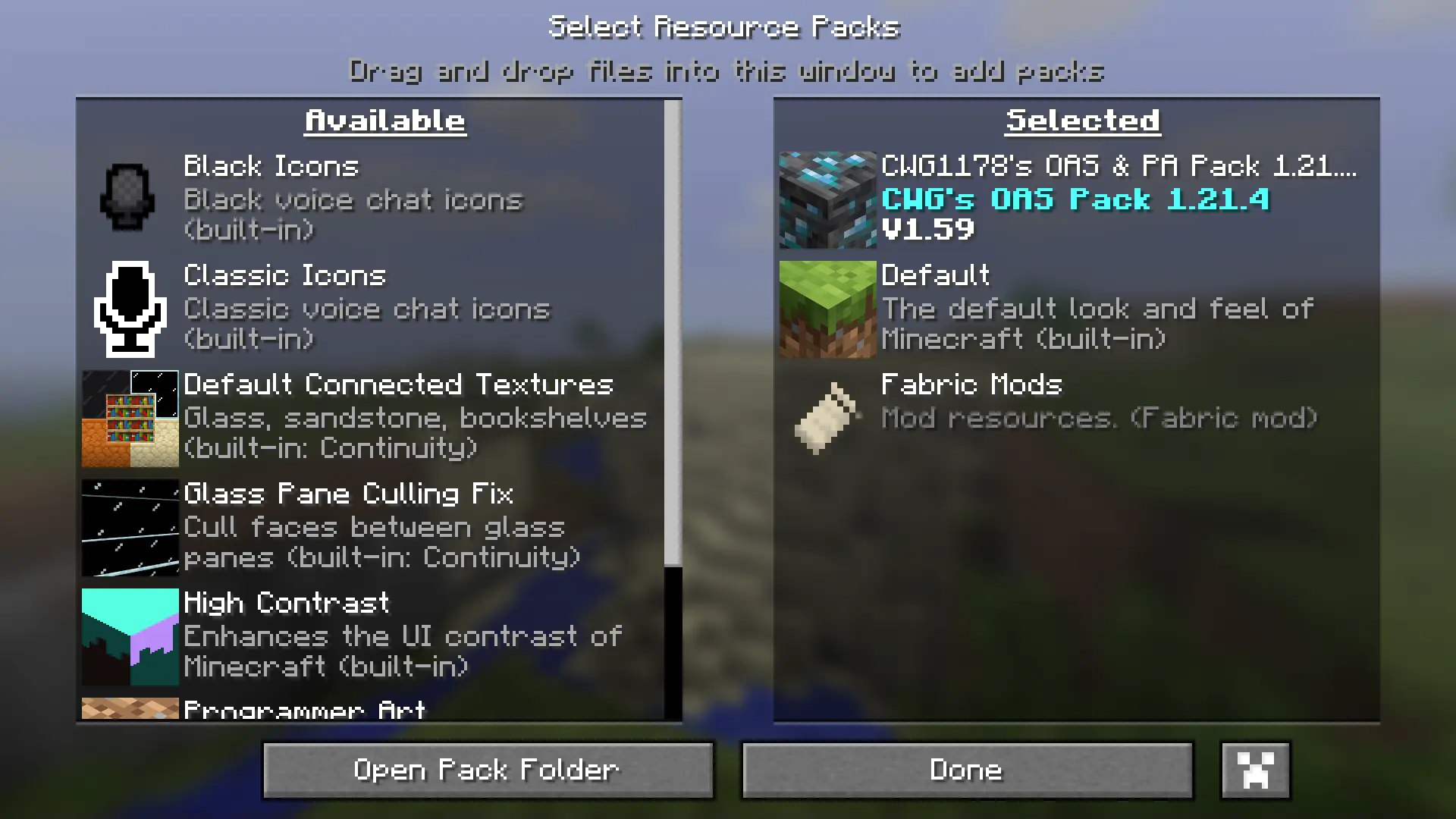 Put the Resource Pack in that order