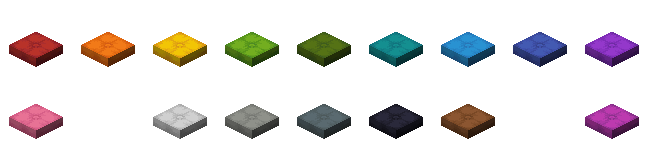 3D isometric renders of the Cushions spaced out in all available colours