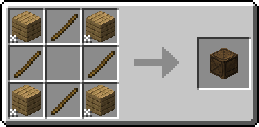 Crate Recipe featuring 4 planks and 4 sticks