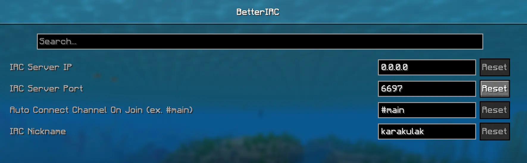 config screen