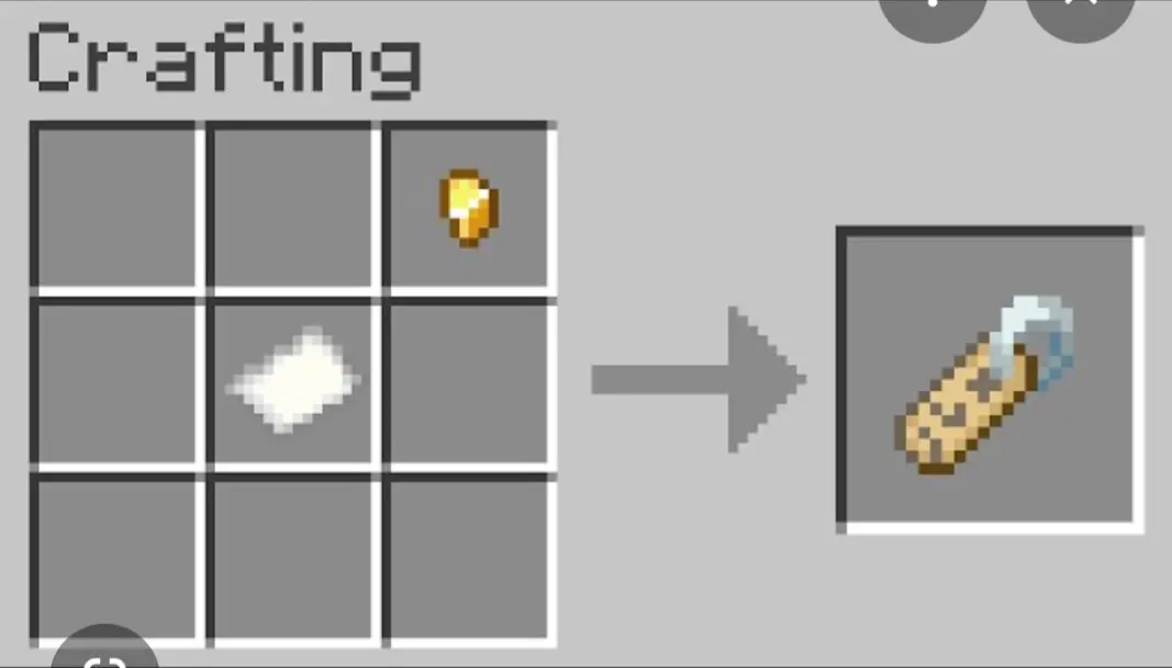 Shapeless recipe of the gold nugget and the paper needed to craft the nametag