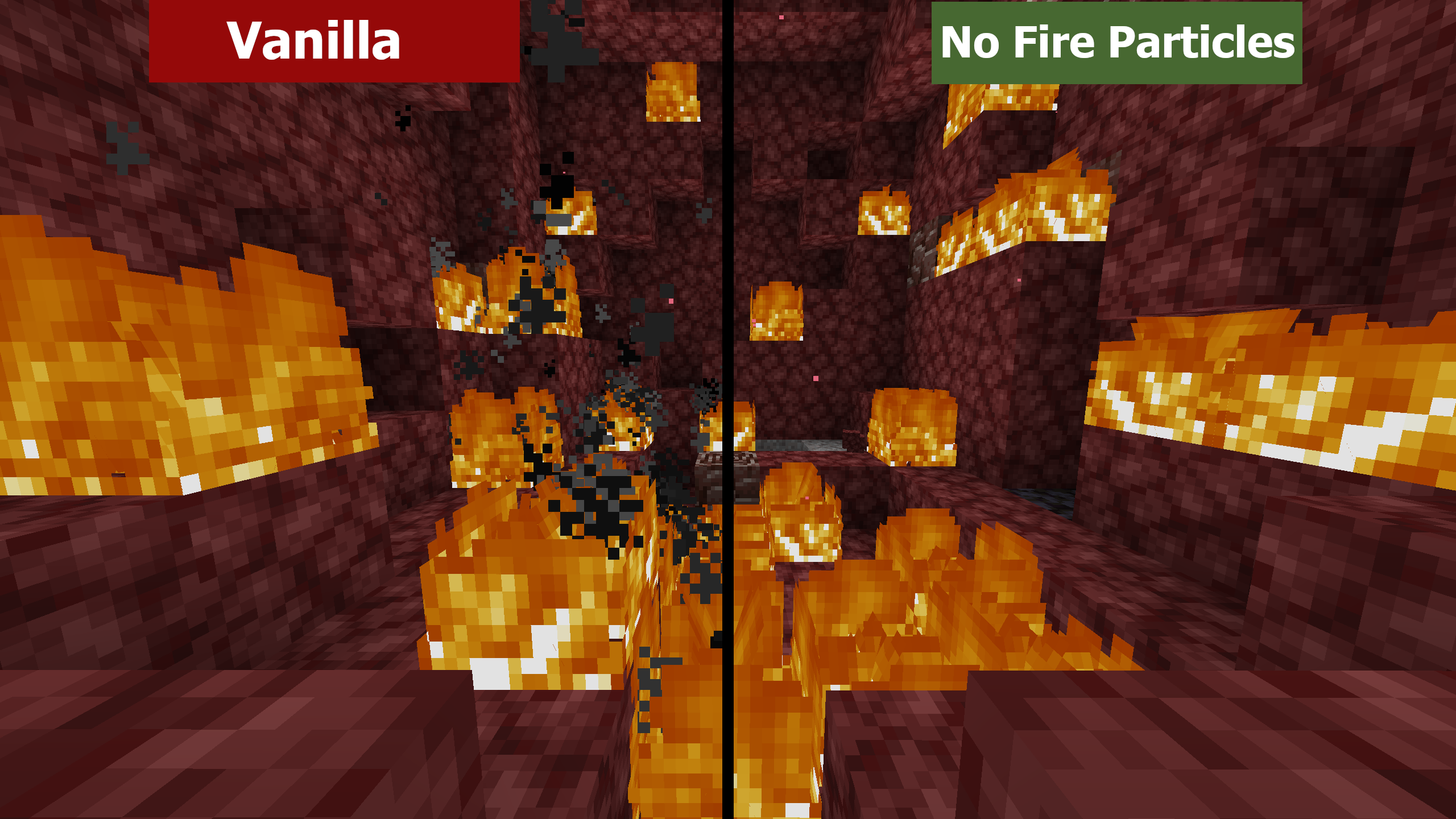A Comparison of Vanilla and No Fire Particles in nether