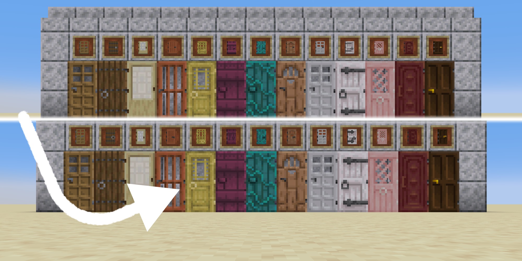 A comparison between the vanilla (Top), and the pack (Bottom) item testures.