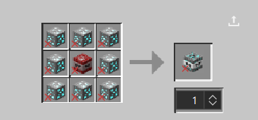 One piece of normal TNT in the middle of the crafting table with diamond ore surrounding on all sides
