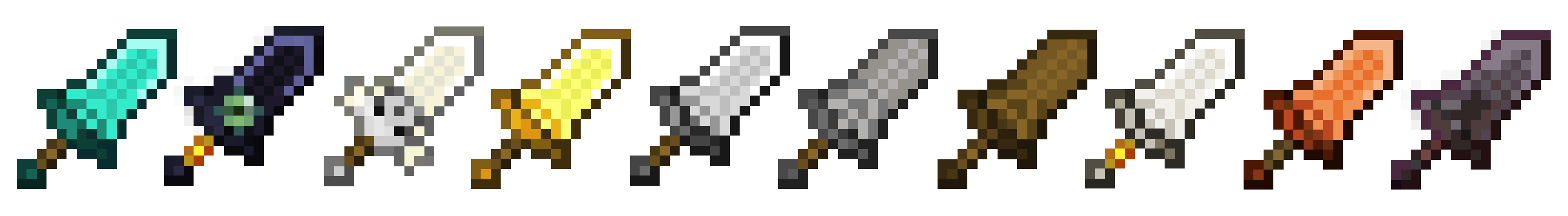 Giant Swords Added by the Mod Next to Each Other