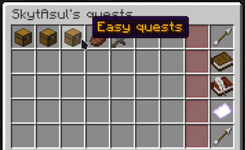 Screenshot of a quests menu showing categories