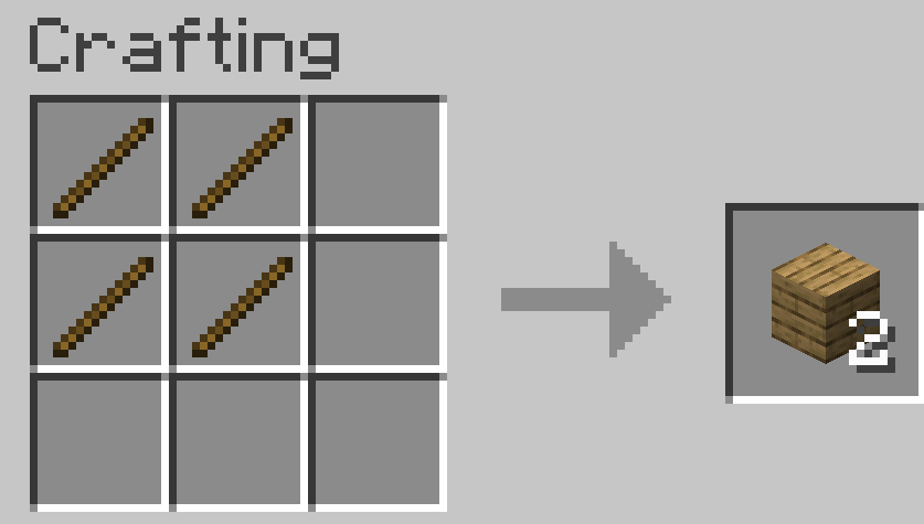 Crafting Sticks into Oak Planks