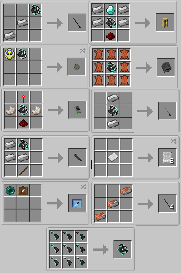 artifact and misc crafting recipes