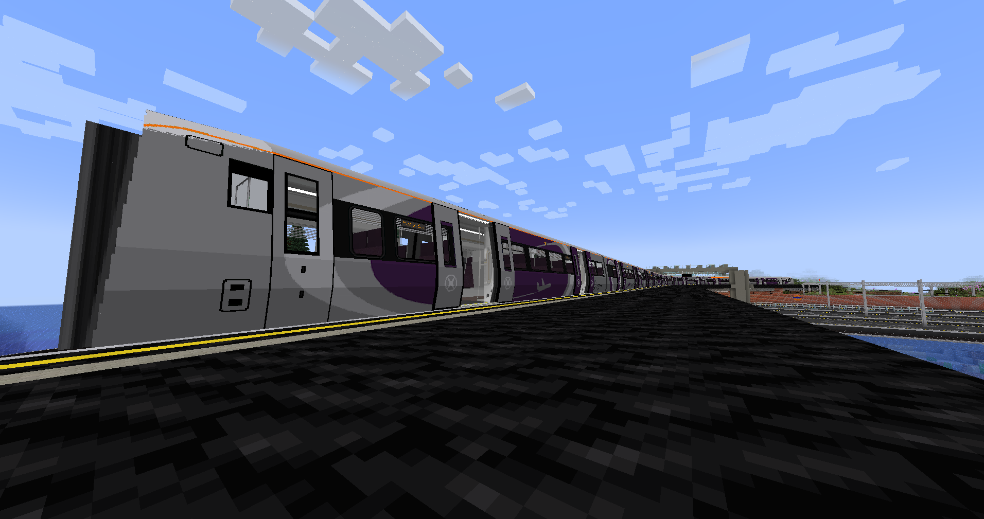 Side view of a Heathrow Express Class 387