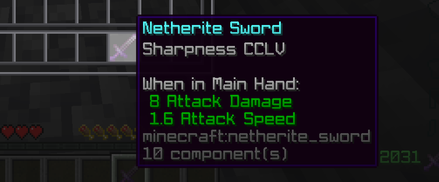 a sharpness 255 sword description written as CCLV in roman numerals
