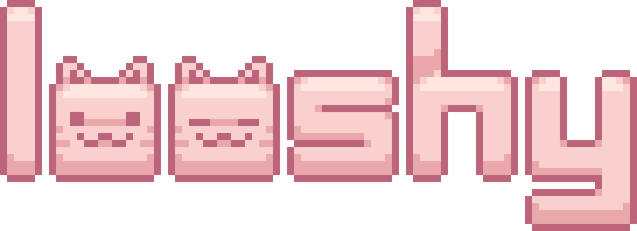 a cartoony logo that says "looshy