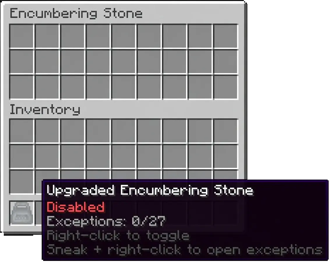 Encumbering Stone GUI 