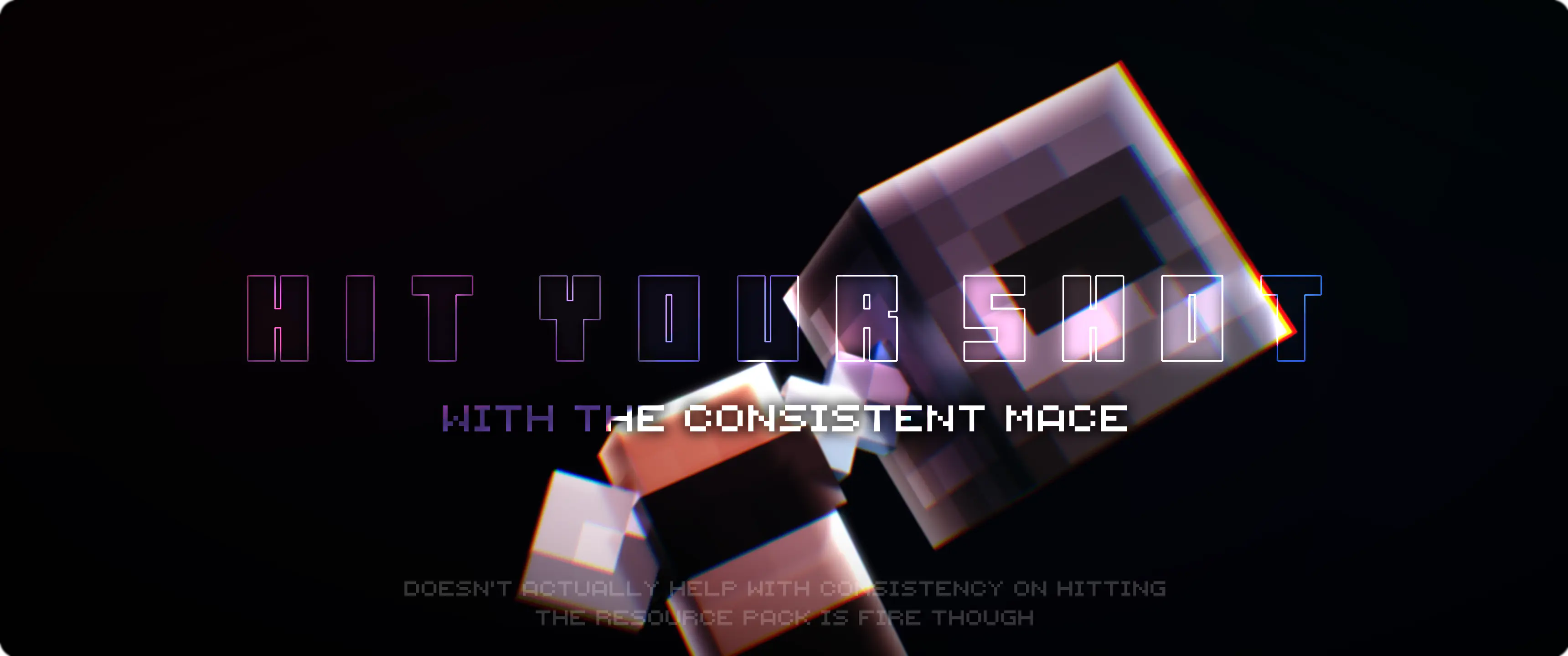 A hand holding the mace model, with the text "hit your shot, with the consistent mace" it's a pretty fire render.