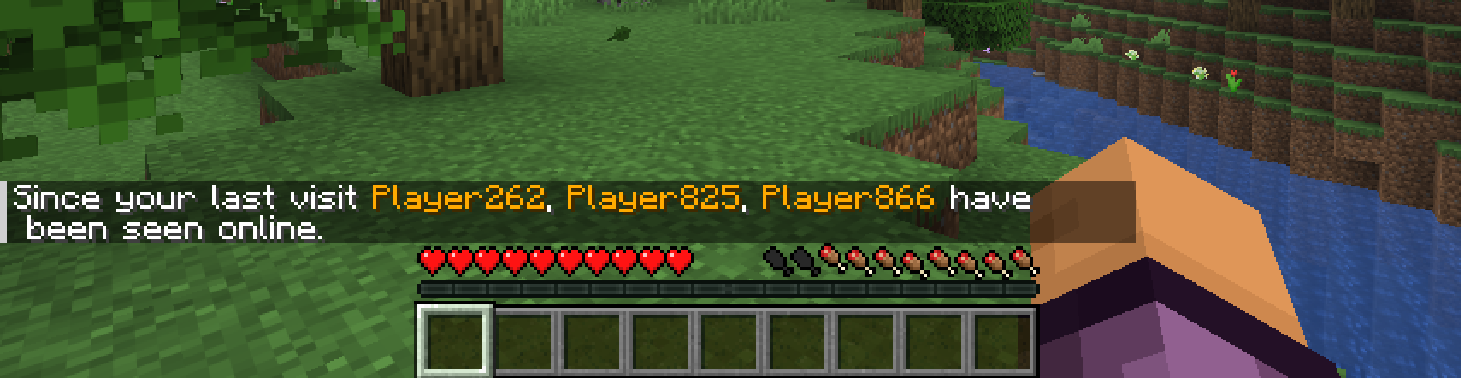 Message showing recent players