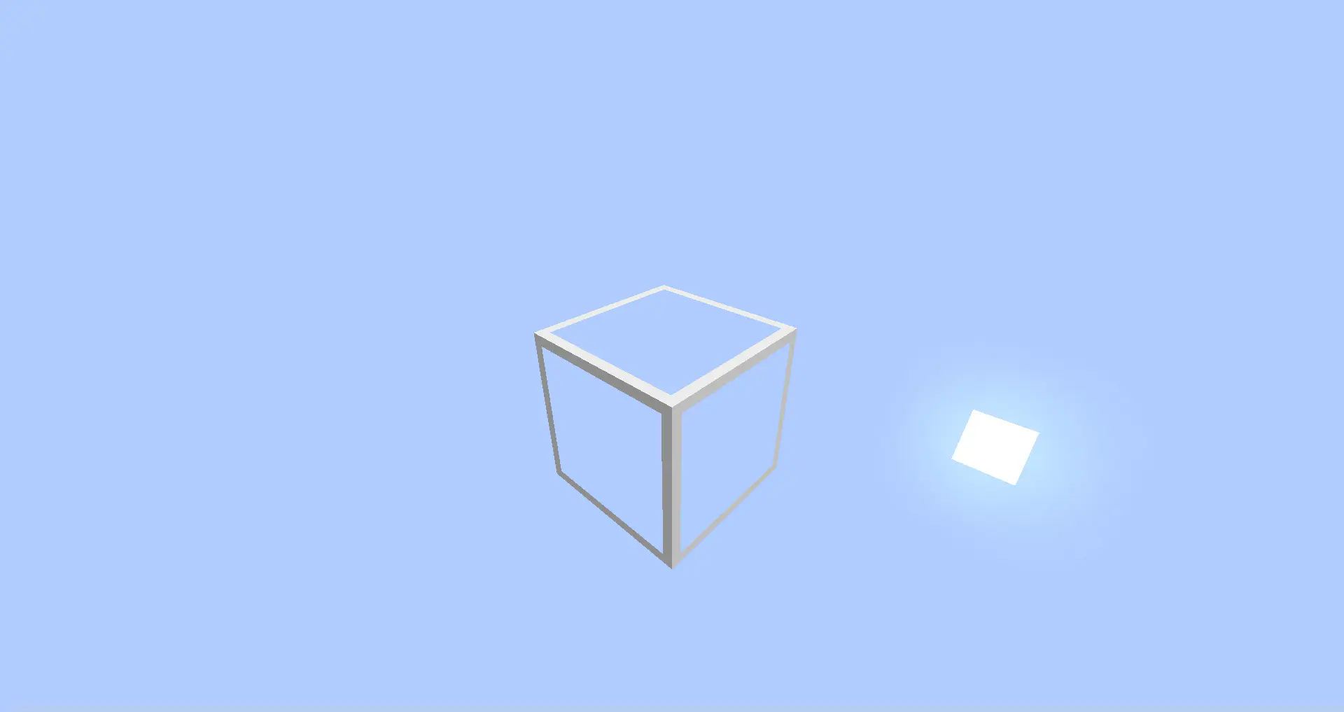 New glass texture on a block floating in the sky.