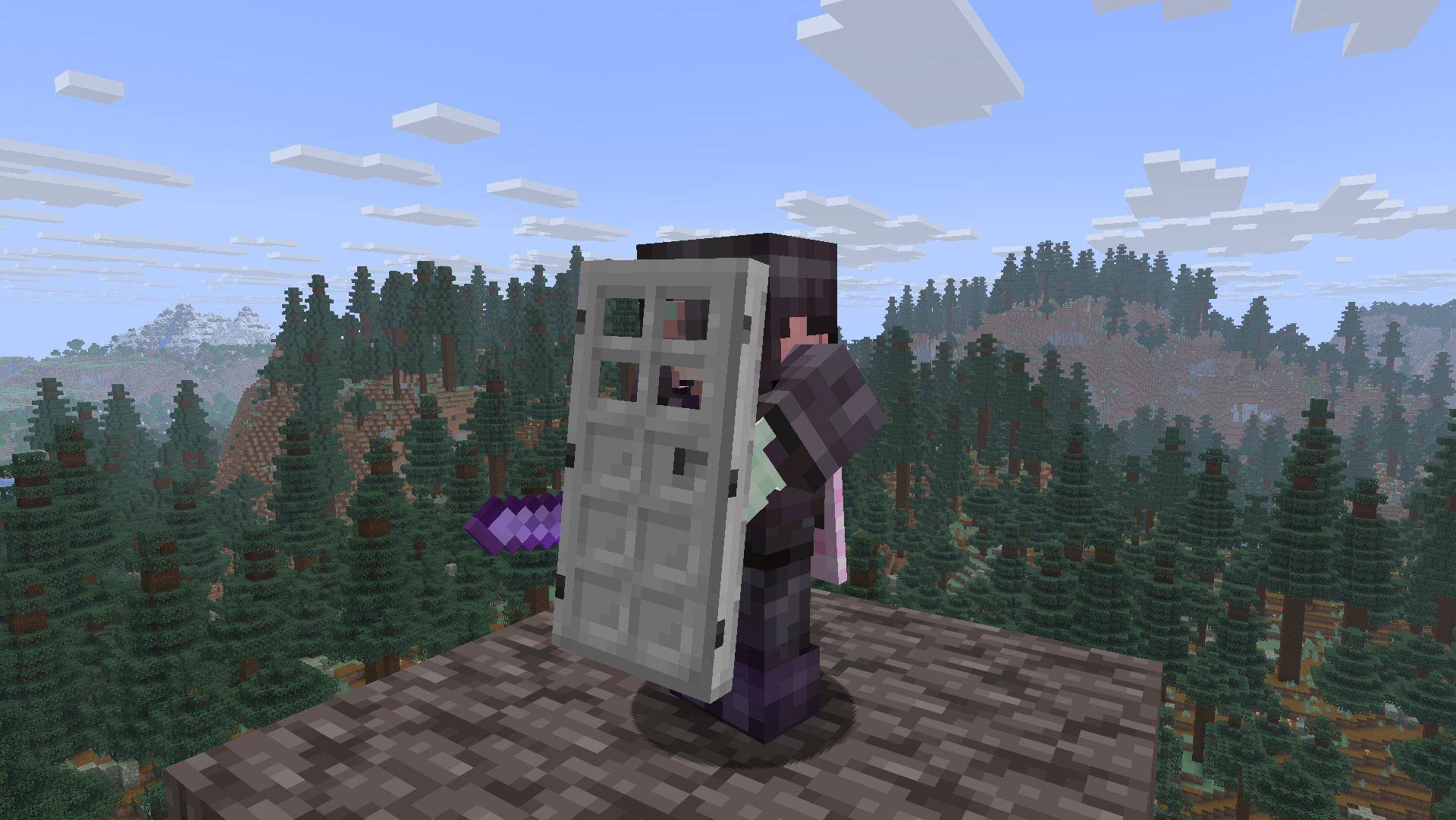 Holding up an iron door as a shield