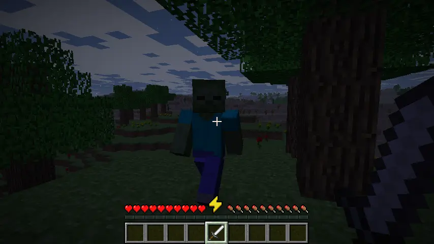 showcase of a player fighting a surface Zombie