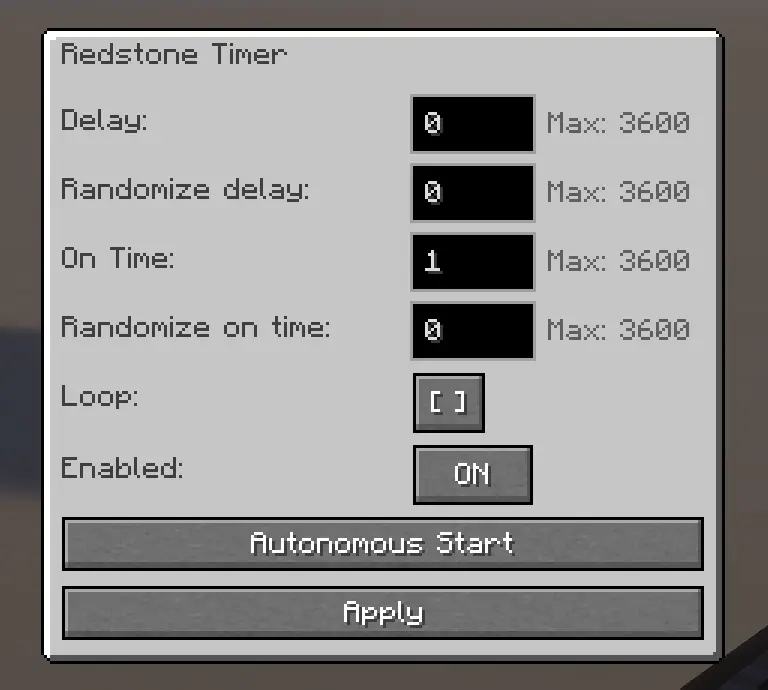 Redstone Timer GUI