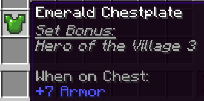 This image shows the set bonus of the emerald armor (Hero of the Village 3)
