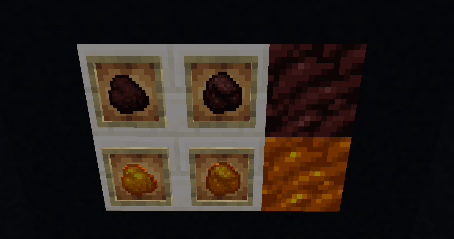 The types of coal and charcoal added to the mod