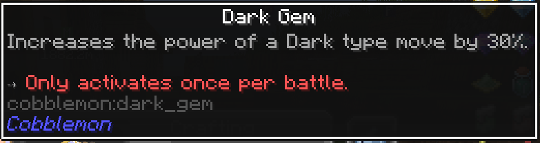 Screenshot of dark gem tooltip