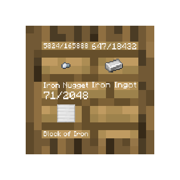 a compressing panel filled with iron nuggets, ingots and blocks