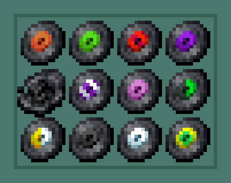 The retextured versions of the discs: Blocks, Cat, Chirp, Mall, 11, Mellohi, Wait, Ward, 13, Stal, Strad, and Far by C418