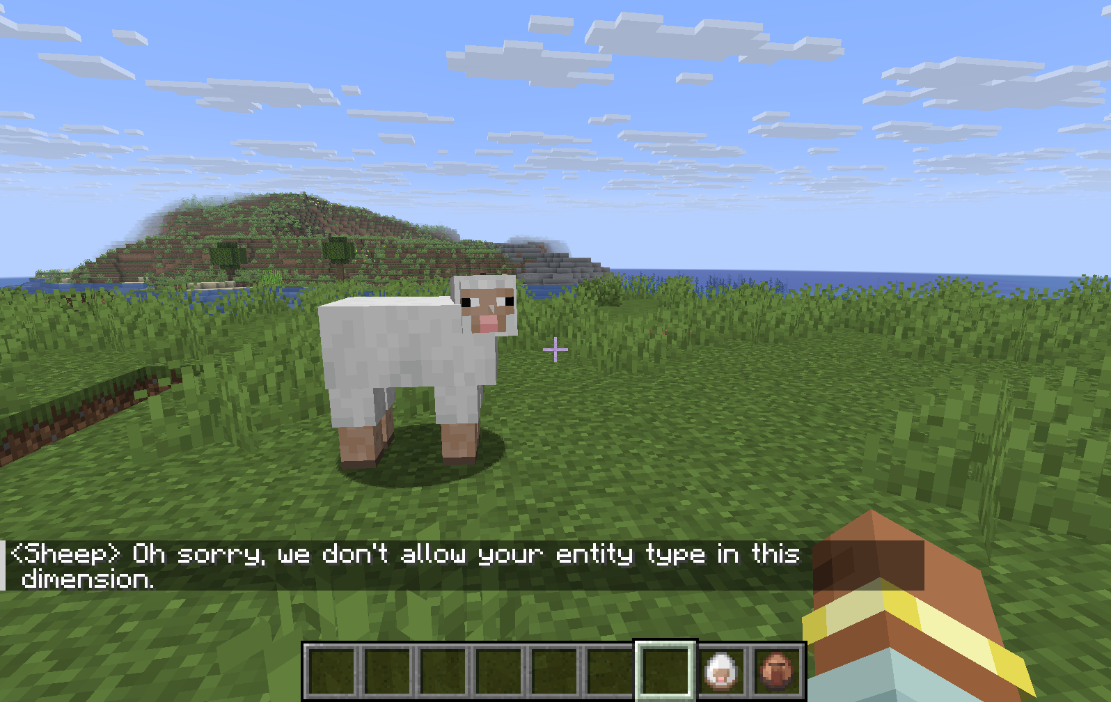 A sheep being awfully mobist against you